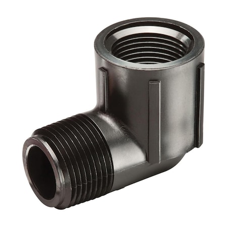 Propation 0.75 in. MPT x 0.75 in. FPT Dia. x 1.39 in. Swing Pipe Elbow, Black PR1492292